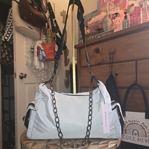 BCBGeneration White Shoulder Bag with Strap/Chain (Like New Condition)